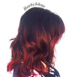 Red Hair Balayage Highlight Color