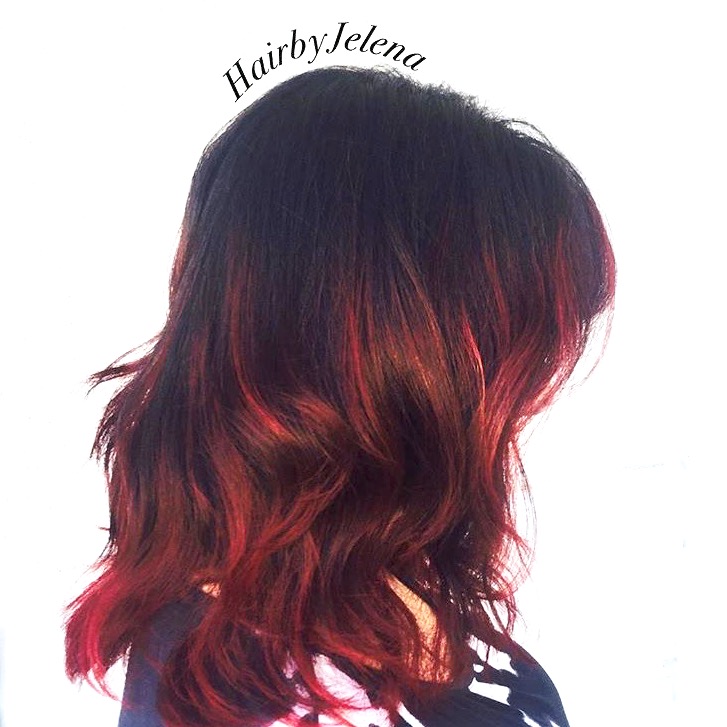 Red Hair Balayage Highlight Color